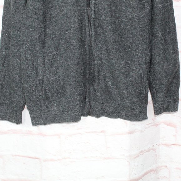 LL Bean Gray Organic Cotton Full Zip Hooded Knit Sweater Jacket Size XL - Picture 3 of 8